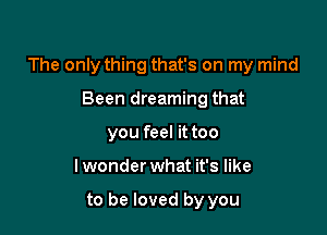 The only thing that's on my mind

Been dreaming that
you feel it too
lwonder what it's like

to be loved by you