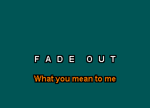 FADE OUT

What you mean to me