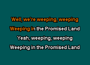 Well, we're weeping, weeping
Weeping in the Promised Land

Yeah. weeping, weeping

Weeping in the Promised Land