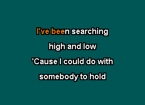 I've been searching

high and low
'Cause I could do with

somebody to hold