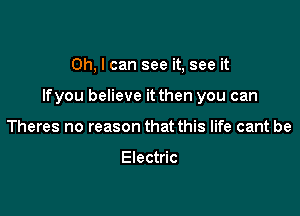 Oh, I can see it, see it

Ifyou believe it then you can

Theres no reason that this life cant be

Electric