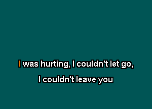 I was hurting, I couldn't let go,

lcouldn't leave you