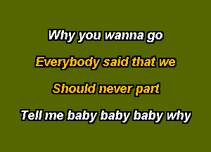 Why you wanna go
Everybody said that we

Should never part

Tet! me baby baby baby why