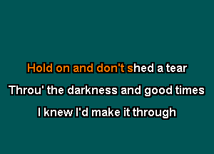 Hold on and don't shed atear

Throu' the darkness and good times

I knew I'd make it through