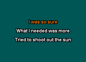 lwas so sure

What I needed was more

Tried to shoot out the sun