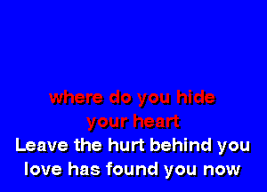 Leave the hurt behind you
love has found you now