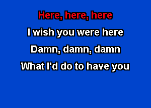 Here, here, here
lwish you were here
Damn, damn, damn

What I'd do to have you