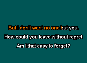 But I don't want no one but you.

How could you leave without regret

Am I that easy to forget?