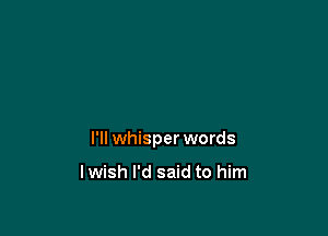 I'll whisper words

lwish I'd said to him
