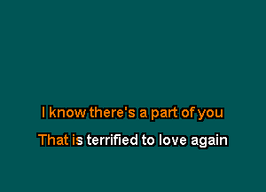 I know there's a part ofyou

That is terrified to love again