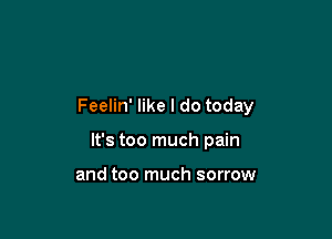 Feelin' like I do today

It's too much pain

and too much sorrow