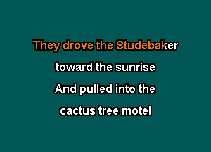 They drove the Studebaker

toward the sunrise

And pulled into the

cactus tree motel