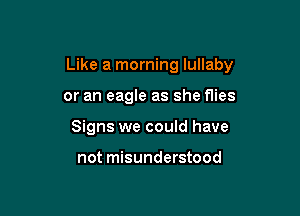 Like a morning lullaby

or an eagle as she flies
Signs we could have

not misunderstood