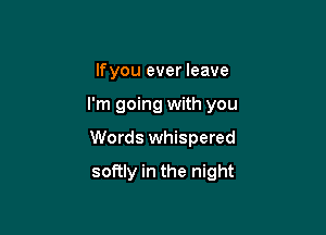 lfyou ever leave

I'm going with you

Words whispered
softly in the night