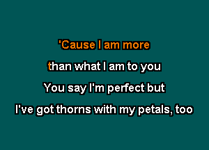 'Cause I am more
than whatl am to you

You say I'm perfect but

I've got thorns with my petals, too