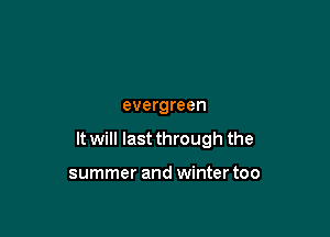 evergreen

It will last through the

summer and winter too