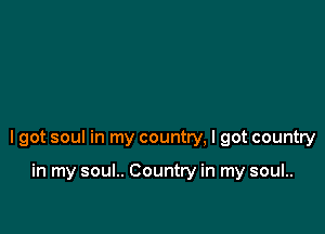 I got soul in my country, I got country

in my soul.. Country in my soul..