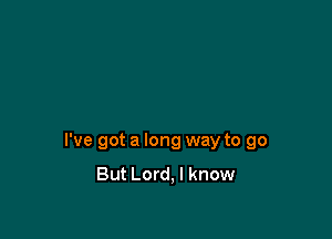 I've got a long way to go
But Lord, I know