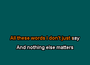 All these words I don'tjust say

And nothing else matters