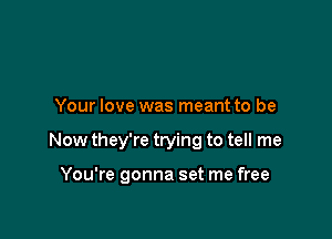 Your love was meant to be

Now they're trying to tell me

You're gonna set me free