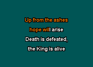 Up from the ashes

hope will arise

Death is defeated,

the King is alive