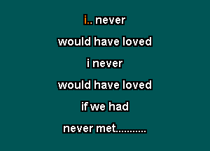 I.. never
would have loved

i never

would have loved

if we had

never met ...........