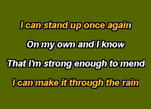 I can stand up once again
On my own and I know
That I'm strong enough to mend

I can make it through the rain