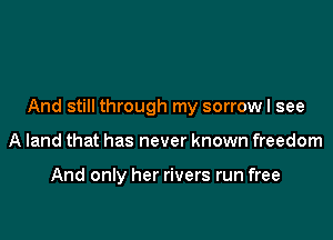 And still through my sorrow I see

A land that has never known freedom

And only her rivers run free