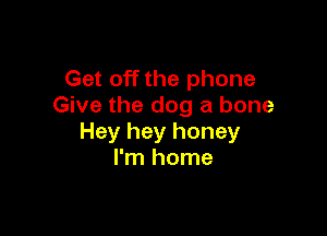 Get off the phone
Give the dog a bone

Hey hey honey
I'm home
