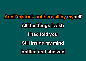 And I'm stuck out here all by myself
All the things lwish
I had told you

Still inside my mind
bottled and shelved