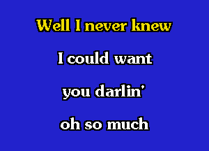 Well Inever knew

I could want

you darlin'

oh so much