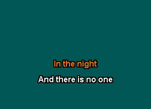 In the night

And there is no one