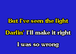 But I've seen the light
Darlin' I'll make it right

I was so wrong