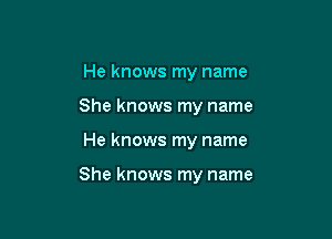 He knows my name
She knows my name

He knows my name

She knows my name