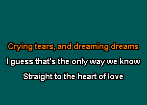 Crying tears, and dreaming dreams
I guess that's the only way we know

Straight to the heart of love