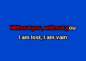 Without you, without you

I am lost, I am vain