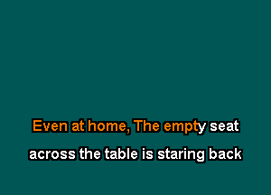 Even at home, The empty seat

across the table is staring back
