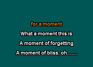 for a moment

What a moment this is

A moment of forgetting

A moment of bliss, oh ........