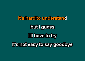 It's hard to understand
butl guess

I'll have to try

It's not easy to say goodbye