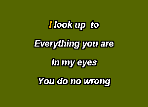 Hook up to
Evelything you are

In my eyes

You do no wrong