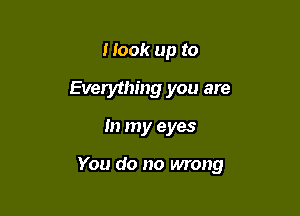 Hook up to
Evelything you are

In my eyes

You do no wrong