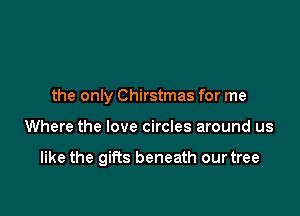 the only Chirstmas for me

Where the love circles around us

like the gifts beneath our tree