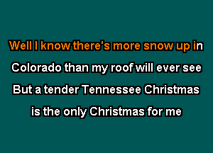Well I know there's more snow up in
Colorado than my roof will ever see
But a tender Tennessee Christmas

is the only Christmas for me