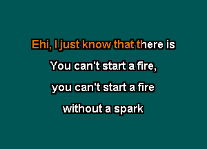 Ehi, I just know that there is

You can't start a fire,
you can't start a fire

without a spark