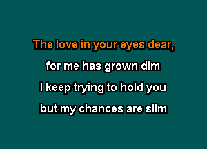 The love in your eyes dear,

for me has grown dim

lkeep trying to hold you

but my chances are slim