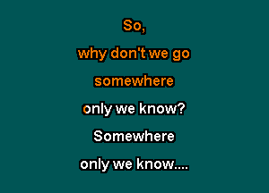 So,
why don't we go

somewhere

only we know?

Somewhere

only we know...