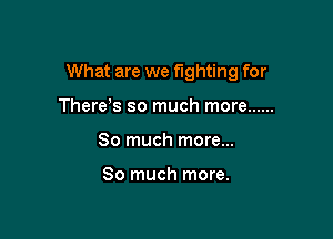 What are we fighting for

There's so much more ......
So much more...

So much more.