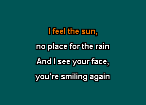 Ifeel the sun,
no place for the rain

And I see your face,

you're smiling again