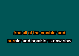 but I wouldn't change my life

And all ofthe crashin' and

burnin' and breakin' I know now