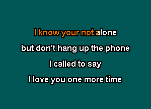 I know your not alone

but don't hang up the phone

I called to say

I love you one more time